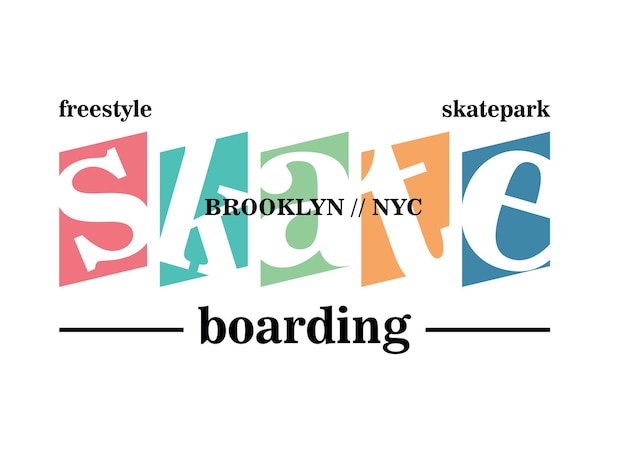 Skateboarden Brooklyn nyc typografie design t-shirt klaar om premium vector af te drukken