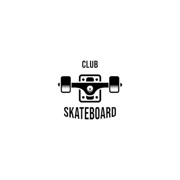 Skateboarden logo ontwerp. Schaatsen in de stad. Skateboard typografie. Uitstekende vectorillustratie.