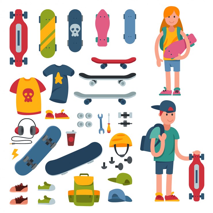 Vector skateboarder active people park sport extreme outdoor active skateboarding urban jumping tricks
