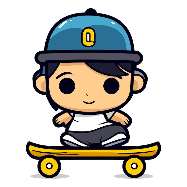 Vector skateboarder jongen cartoon vector illustratieaaa