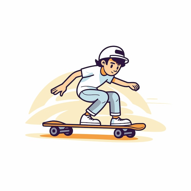 スケートボードに乗ったスケートボード選手アニメのベクトルイラスト