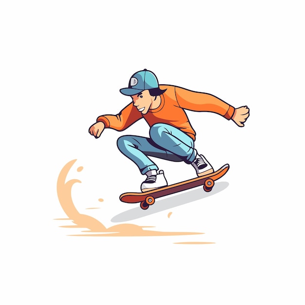 Skateboarder riding on a skateboard Vector illustration