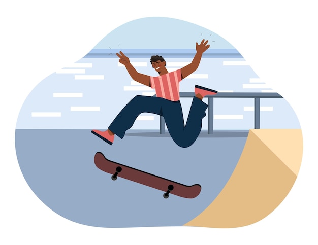 Skateboarder with skate vector concept