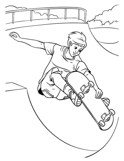 Pagina da colorare di skateboard per bambini