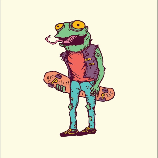 Vettore froggy skateboard