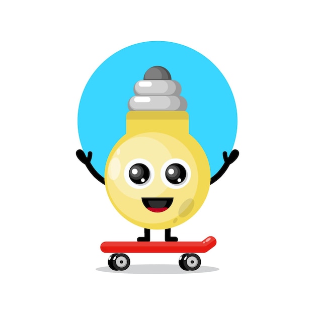 Skateboarding lights cute character mascot