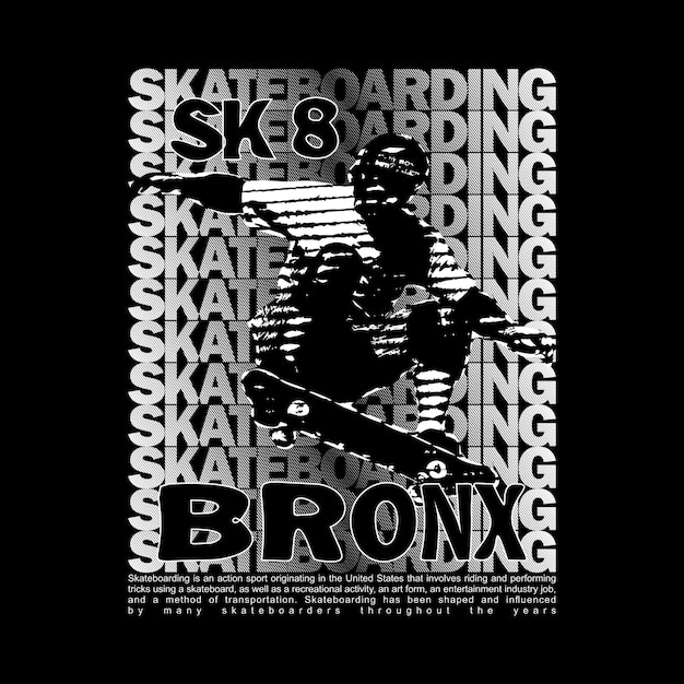 스케이트 보드 Sk8 브롱크스 디자인 타이포그래피 벡터 디자인 텍스트 그림 포스터 배너 전단지 엽서 기호 T 셔츠 그래픽 인쇄 등