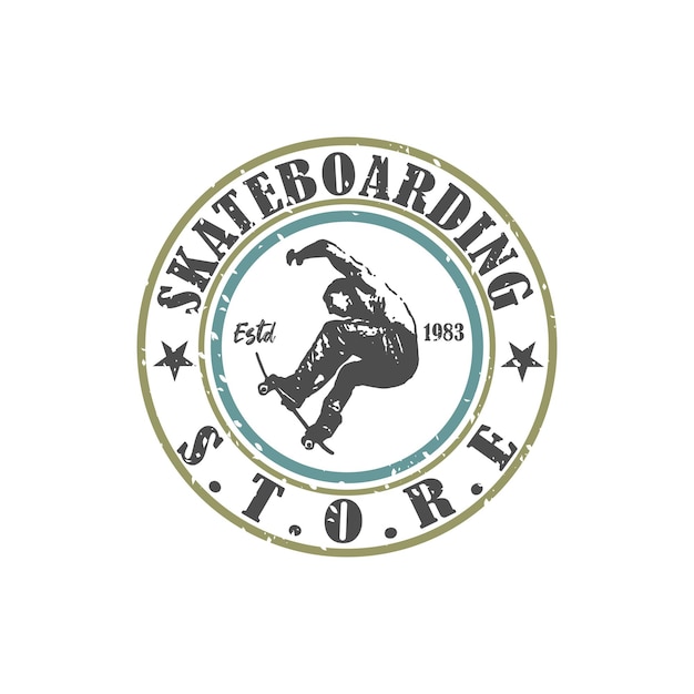 Vector skateboarding skate shop logo badges and emblems vector illustration black monochrome retro labels