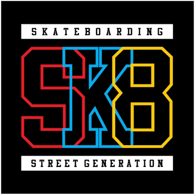 Tシャツプリントのスケートボードストリートジェネレーションイポグラフィー