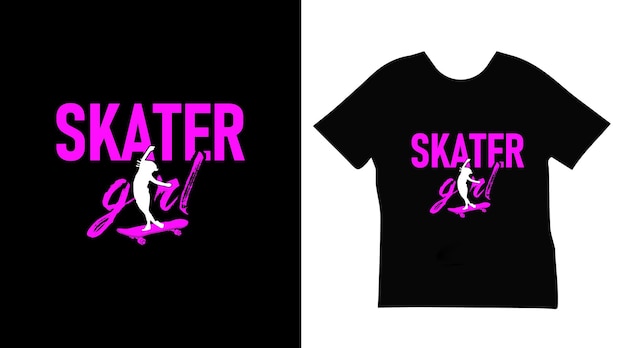 Графический вектор дизайна футболки Skater Girl