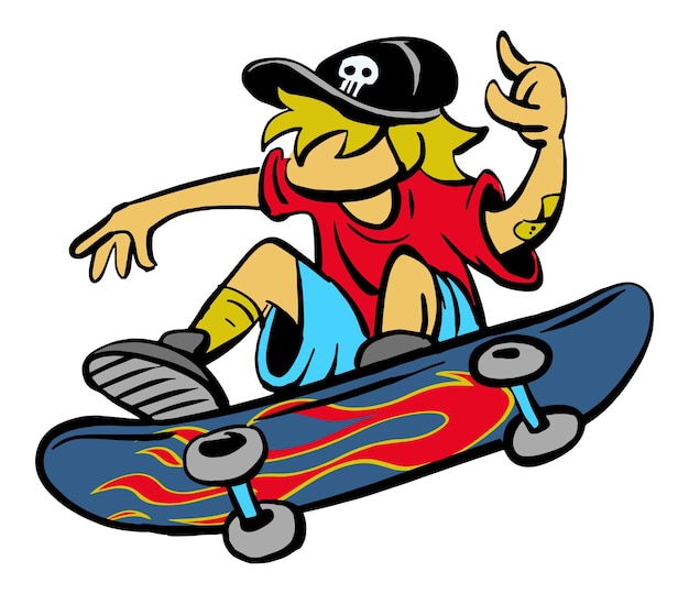 Vector skater jump skateboard mascot vector illustration