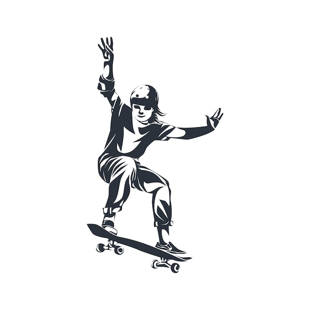 Disegno del modello di logo di skateboard skater