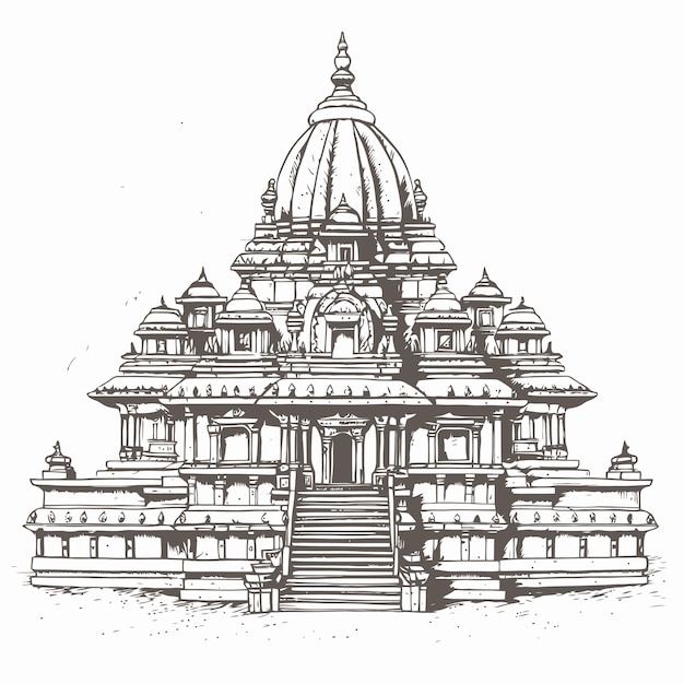 ベクトル 白い背景で隔離の寺院のスケッチ