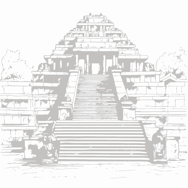 Вектор Эскиз храма изолирован на белом фоне