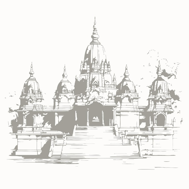白い背景で隔離の寺院のスケッチ