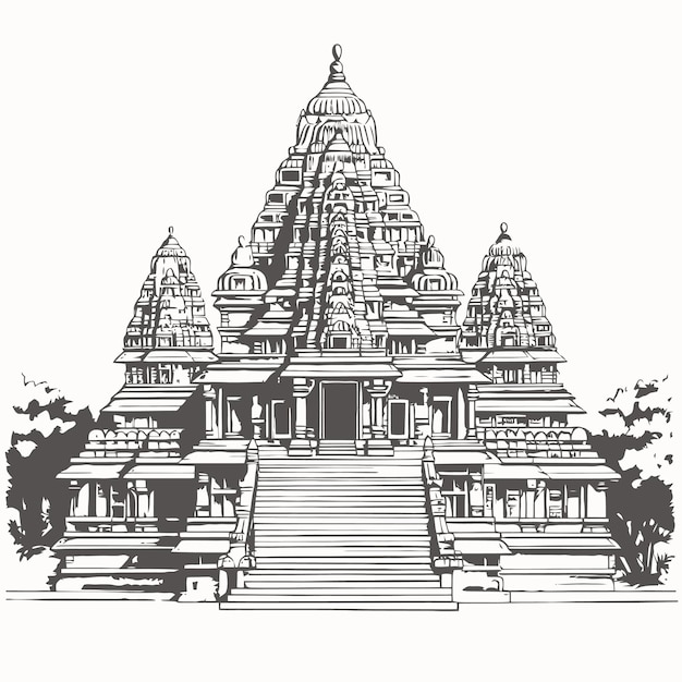 Vector skech of temple isolated on white background