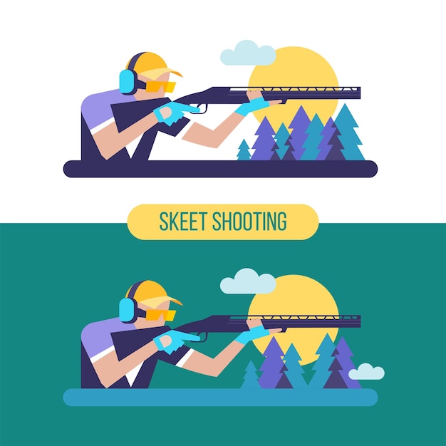 Skeet shooter. A professional sport. Vector emblem.