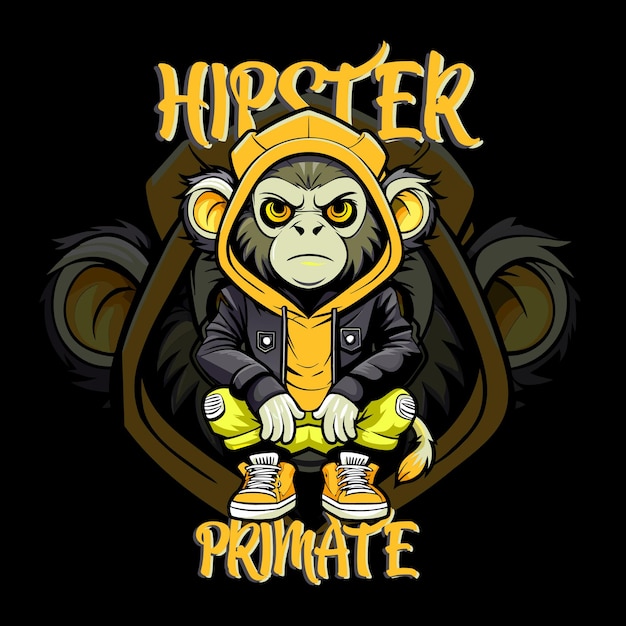 Vector skeet style monkey design for tshirt illustration