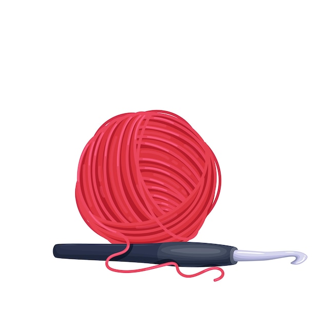 Skein of knitting yarn with crochet hook