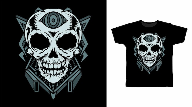 Skelet cyborg tshirt ontwerpconcepten