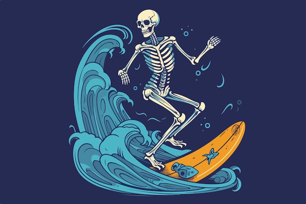 Vector skelet surfer vector kunst hawaiiaanse stijl