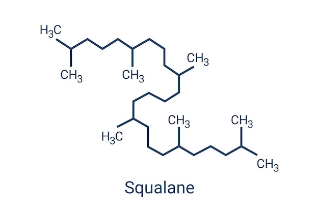 Skeletal formula of squalane molecule saturated compound derived from squalene