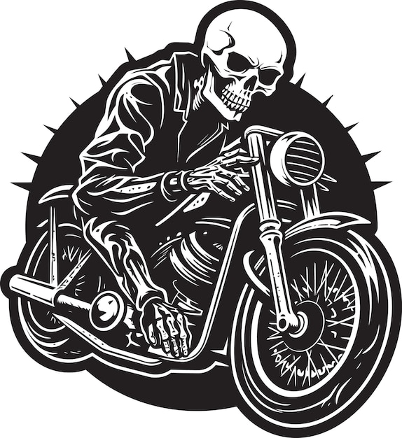 Вектор Скелетные скоростные демоны скелеты и современный мотоцикл призрачные гонщики гаражные скелеты та