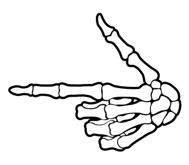 Vector skeleton bone pointing the index finger hand sign