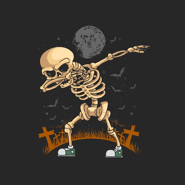 skeleton dabbing dance illustration  graphic