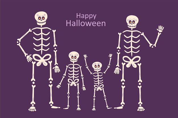 Skeleton family cartoon vector stock