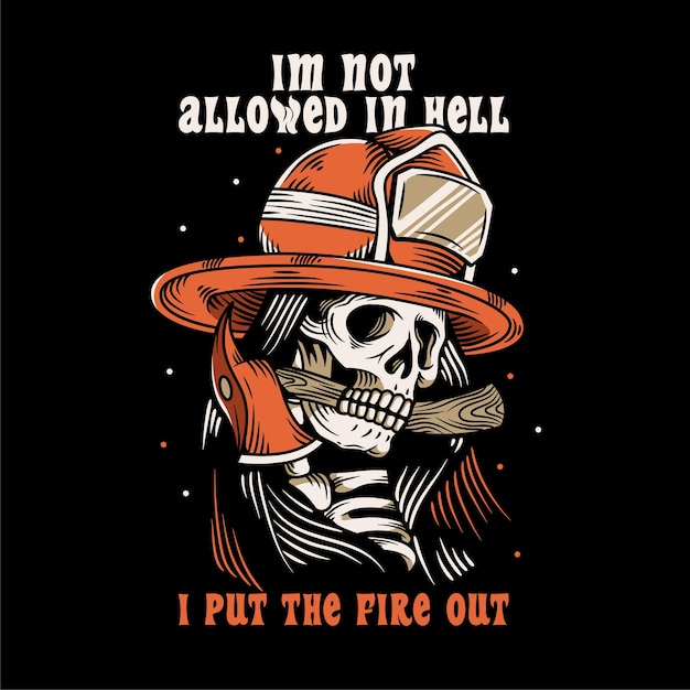 skeleton firefighter illustration