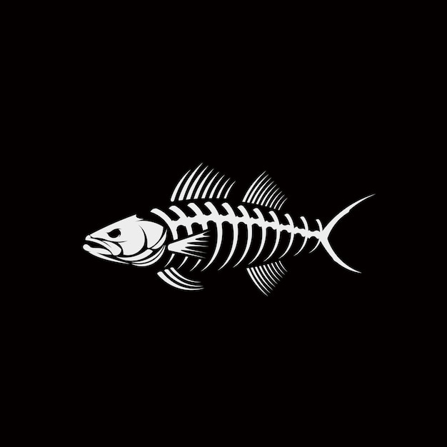 Vettore skeleton fish logo template vettore di pesci scheletro unico e fresco ottimo da usare come pesca