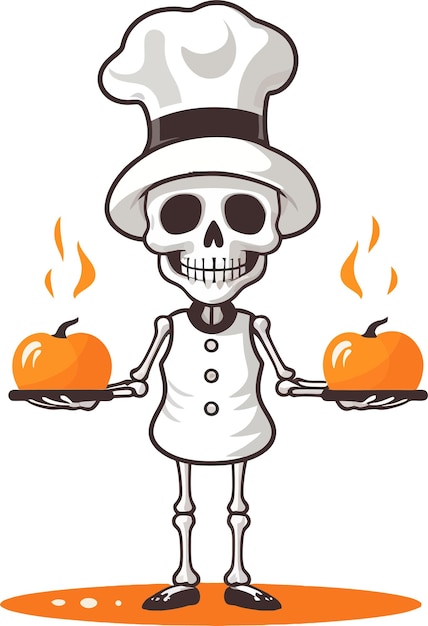 Vector skeleton halloween chef funny