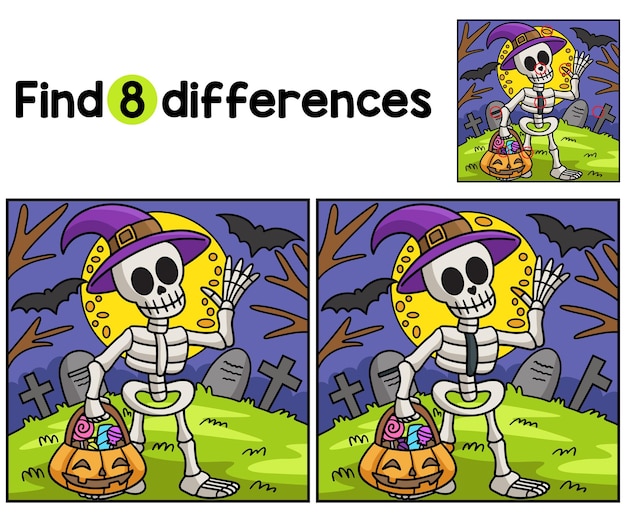 Skeleton halloween find the differences