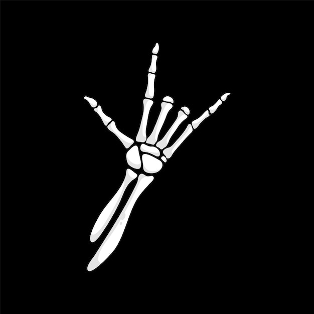 Premium Vector | Skeleton hand making rock or devil horns gesture ...