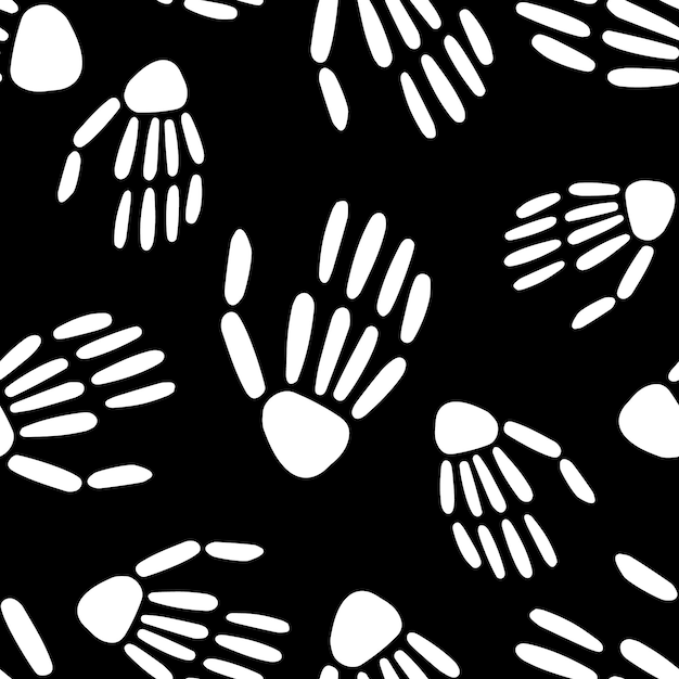 Vector skeleton hand seamless pattern