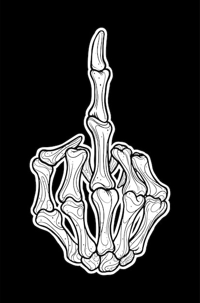 the hand of the skeleton shows the middle finger that goes through the  heartvector illustration on a white backgroundmodern typography design  perfect for t shirttattooposterbannerstickeretc Stock Vector  Adobe  Stock