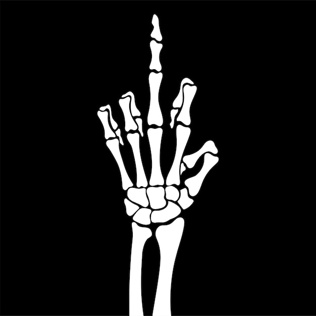 Vector skeleton hand shows middle finger vector illustration