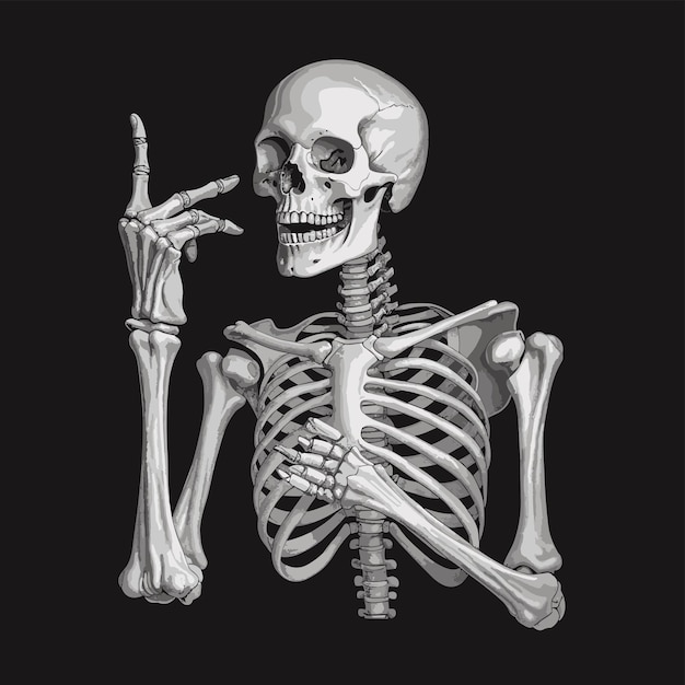 a skeleton is doing a hand sign