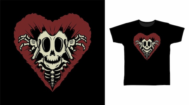 Skeleton lover tshirt design concept