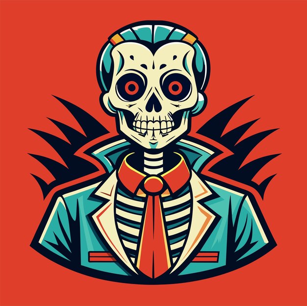 Skeleton man tshirt sticker design