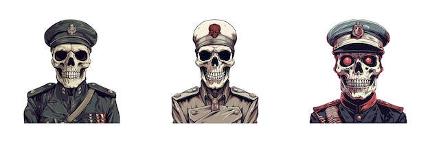 Skeleton in a military uniform Vector illustration