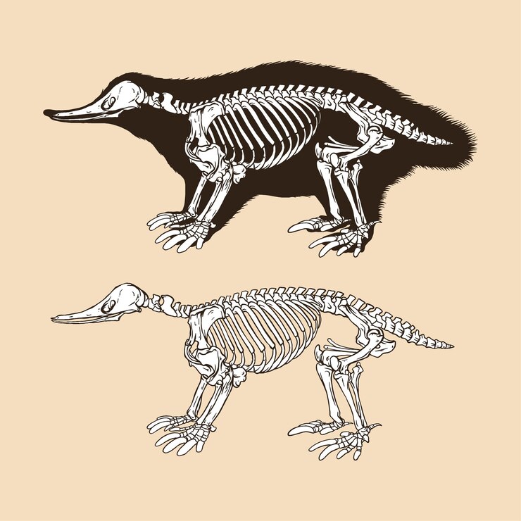 Vector skeleton monotremata vector illustration animal