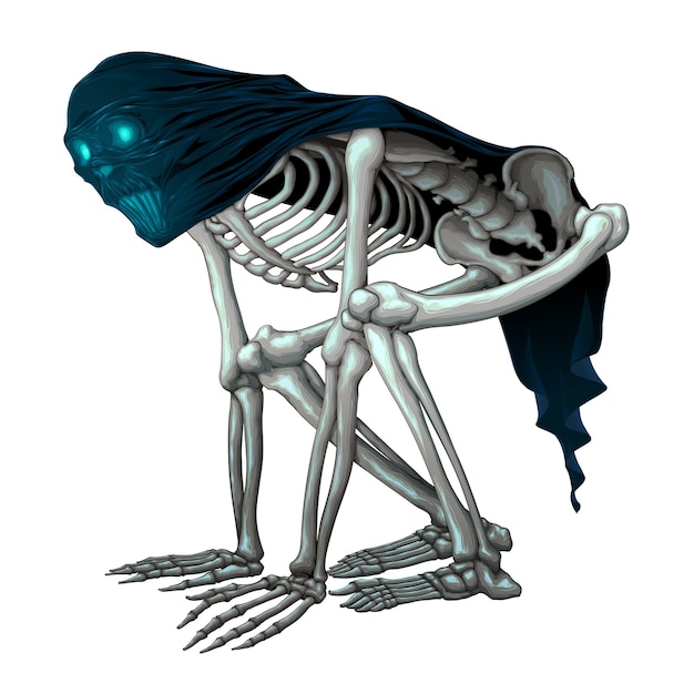 skeleton monster with veil on skull