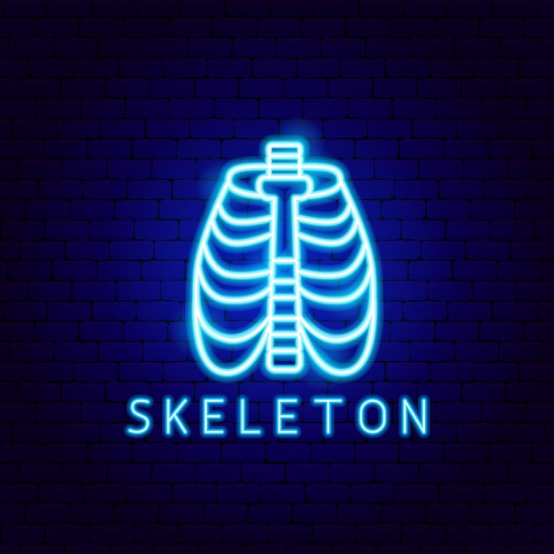 Vector skeleton neon label