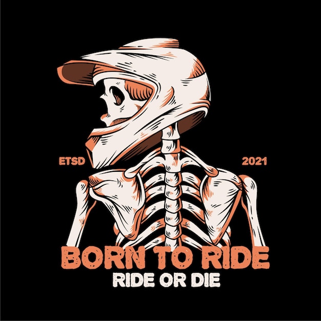 Skeleton ready to ride cross motorcycle