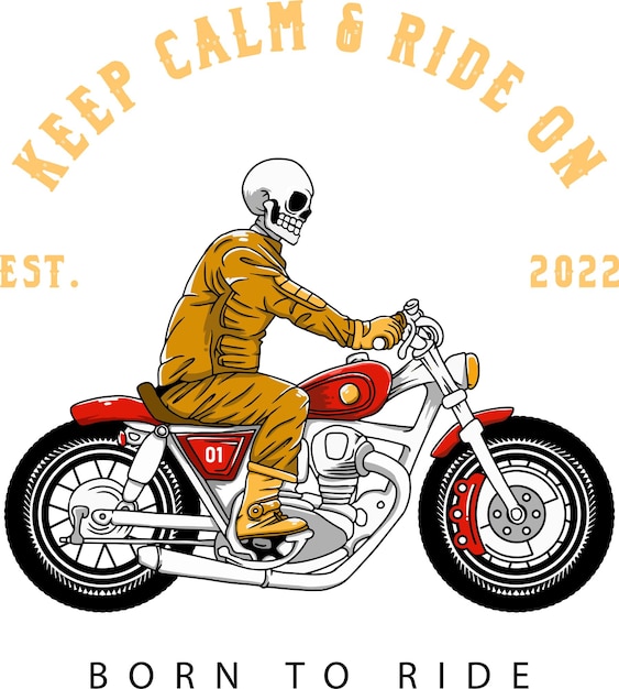 A skeleton riding a motorcycle