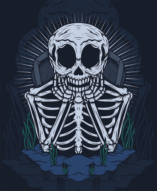 Premium Vector  Skeleton sad illustration design concepts