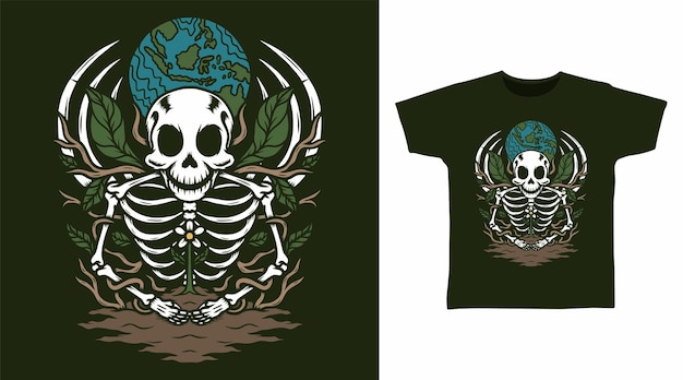 Skeleton save earth tshirt design concepts