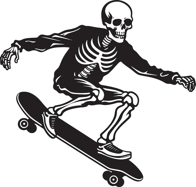 Vector a skeleton on a skateboard with a skeleton on the bottom